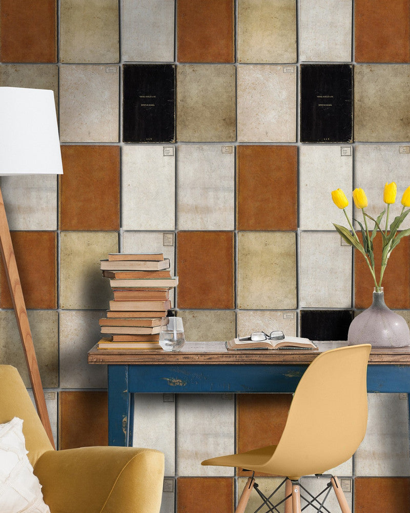 Book Covers Premium Wallpaper by Mind the Gap Designer Wallpaper WALLPAPER DESIGNER COLLECTION Non-woven Made in Europe Paste the wall 3 rolls x 20.5 x 3.25 yards - Swanky Fabrics -