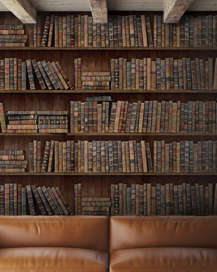 Book Shelves Premium Wallpaper by Mind the Gap Designer Wallpaper WALLPAPER DESIGNER COLLECTION Non-woven Made in Europe Paste the wall 3 rolls x 20.5 x 3.25 yards - Swanky Fabrics -