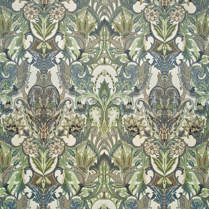 Bowerman Paisley Seaside by Kasmir Fabric 1407 71% Rayon 29% Polyester CHINA 69,000 Wyzenbeek Double Rubs H: 29 4/8 inches, V:31 4/8 inches 57 - Fabric Carolina - Kasmir