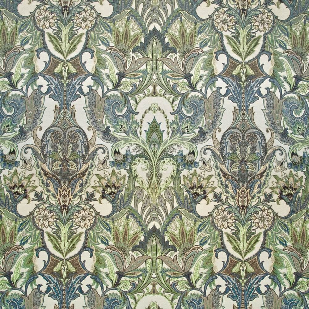 Bowerman Paisley Seaside by Kasmir Fabric 1407 71% Rayon 29% Polyester CHINA 69,000 Wyzenbeek Double Rubs Horizontal: 29 4/8 inches and Vertical: 31 4/8 inches 57 - Fabric Carolina -