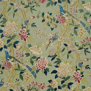 Hydrangea Bird Aqua/Rose by G P & J Baker Fabric