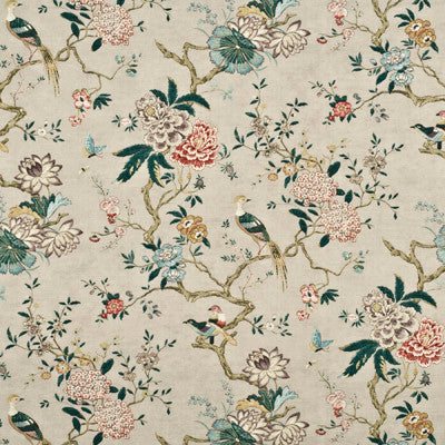 Oriental Bird Rose/Grey by G P & J Baker Fabric