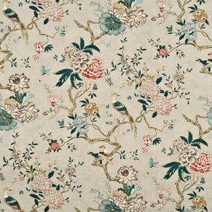 Oriental Bird Rose/Grey by G P & J Baker Fabric