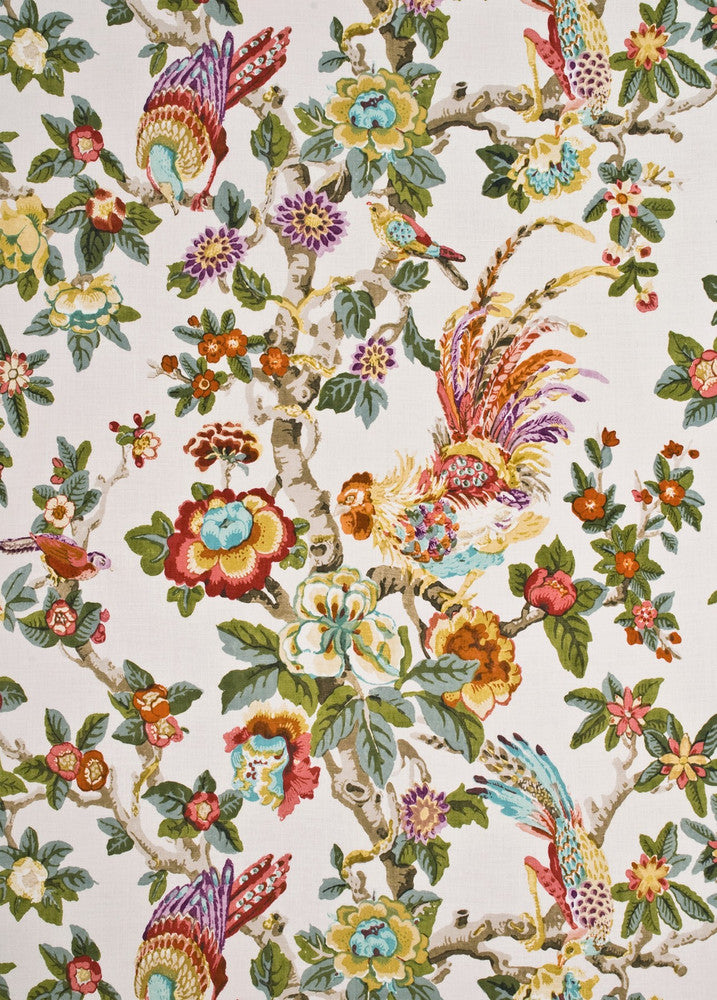 Pertelote Aqua/Rose/Multi by G P & J Baker Fabric