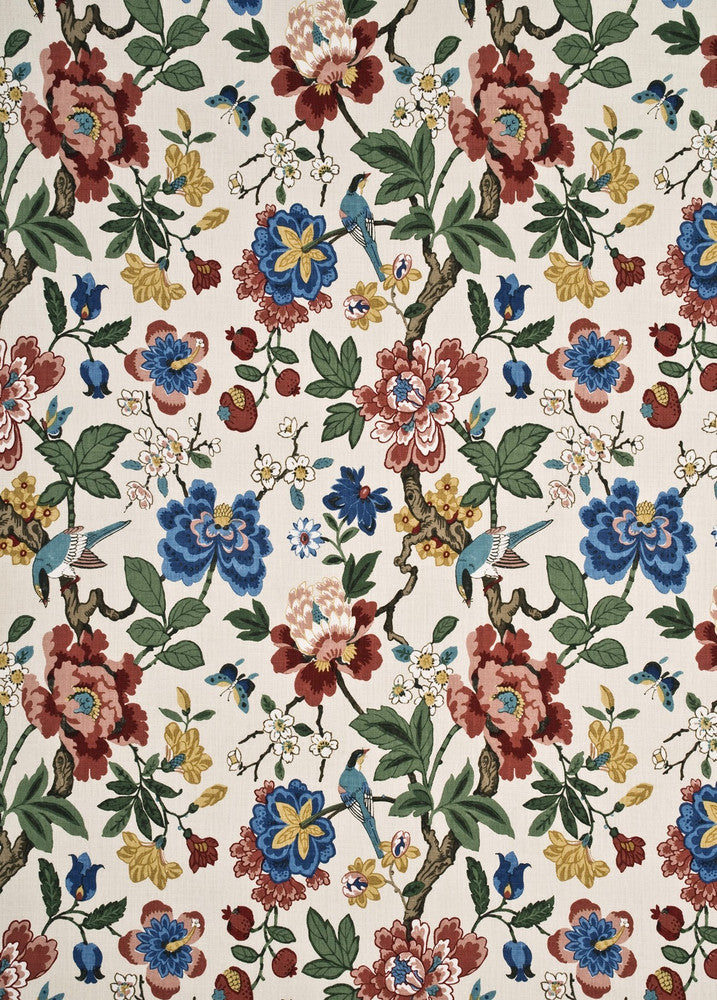 Persian Pomegranate Red/Green/Aqua by G P & J Baker Fabric