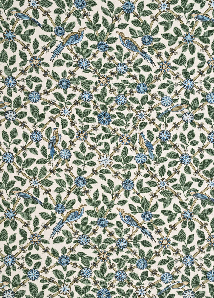 Bamboo Bird Aqua/Teal by G P & J Baker Fabric