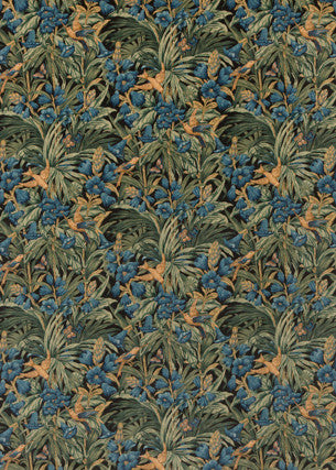Trumpet Flowers Velvet Dark Indigo/Teal by G P & J Baker Fabric