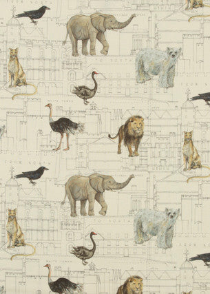 Royal Beasts Linen Ivory by G P & J Baker Fabric