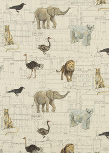 Royal Beasts Linen Ivory by G P & J Baker Fabric