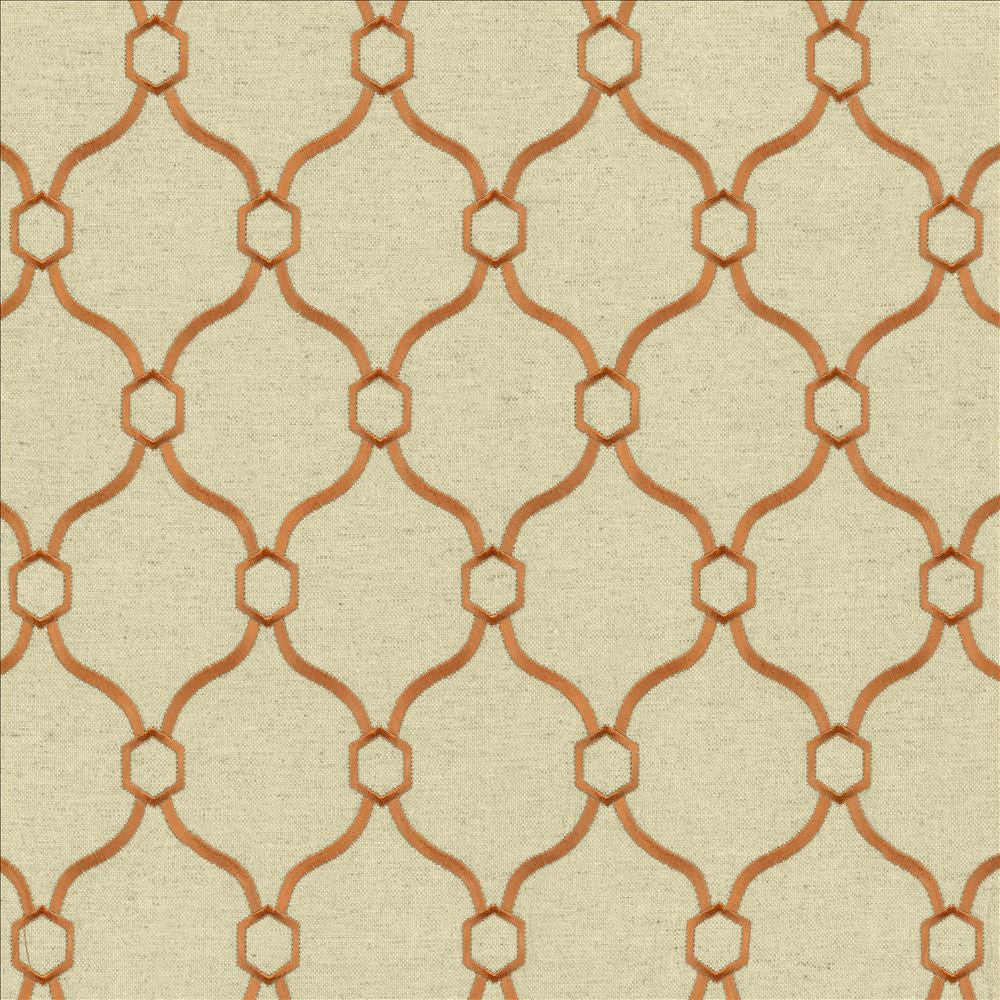 Braxton Copper by Kasmir Fabric 5121 32% Viscose
30% Polyester
26% Linen
12% Rayon
 CHINA </p><p>Repeat: Horizontal: 3 6/8 inches and Vertical: 5 inches 54 - Fabric Carolina -