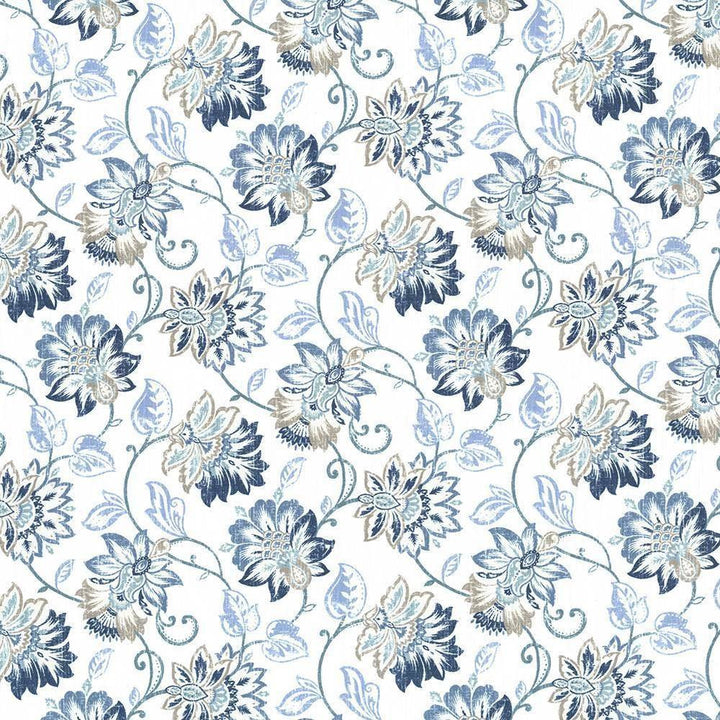 Brookmere Blue by Kasmir Fabric 5081 100% Cotton INDIA 3,000 Wyzenbeek Double Rubs H: 18 inches, V:18 2/8 inches 54 - Fabric Carolina - Kasmir