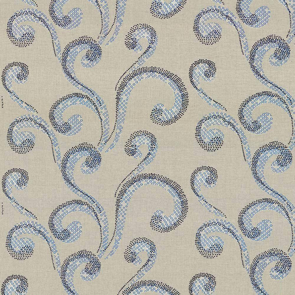 Bubbly Ocean by Kasmir Fabric 8005 100% Flax INDIA Not Tested H: 25 5/8 inches, V:15 6/8 inches 51 - 54 - Fabric Carolina - Kasmir