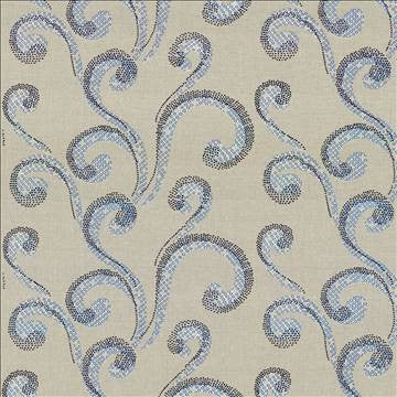 Bubbly Ocean by Kasmir Fabric 8005 100% Flax INDIA Not Tested H: 25 5/8 inches, V: 15 6/8 inches 51 - 54 - Fabric Carolina - Kasmir