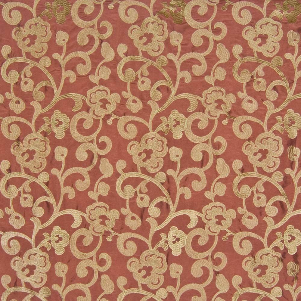 Buli Tangerine by Kasmir Fabric 1387 41% Rayon 32% Nylon 27% Polyester CHINA 12,000 Wyzenbeek Double Rubs H: 11 4/8 inches, V:11 4/8 inches 54 - 59 - Fabric Carolina - Kasmir