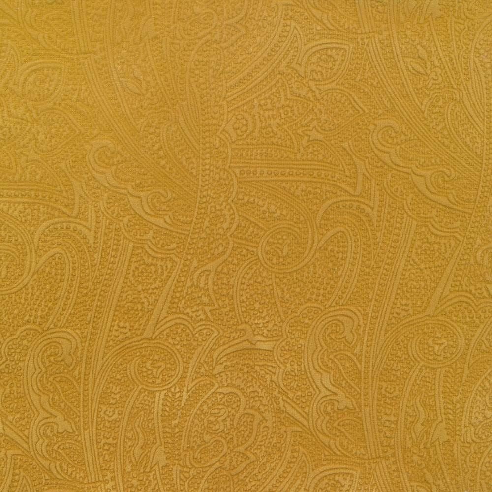 Bungalow Paisley Brass by Kasmir Fabric 1411 100% Polyester KOREA 30,000 Wyzenbeek Double Rubs Horizontal: 4 4/8 inches and Vertical: 6 6/8 inches 54 - 56 - Fabric Carolina -