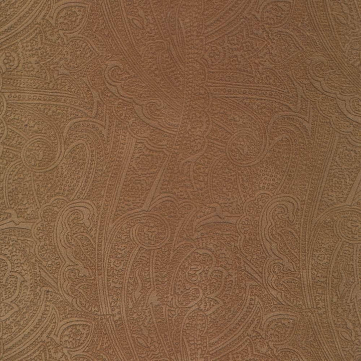 Bungalow Paisley Caramel by Kasmir Fabric 1411 100% Polyester KOREA 30,000 Wyzenbeek Double Rubs H: 4 4/8 inches, V:6 6/8 inches 54 - 56 - Fabric Carolina - Kasmir