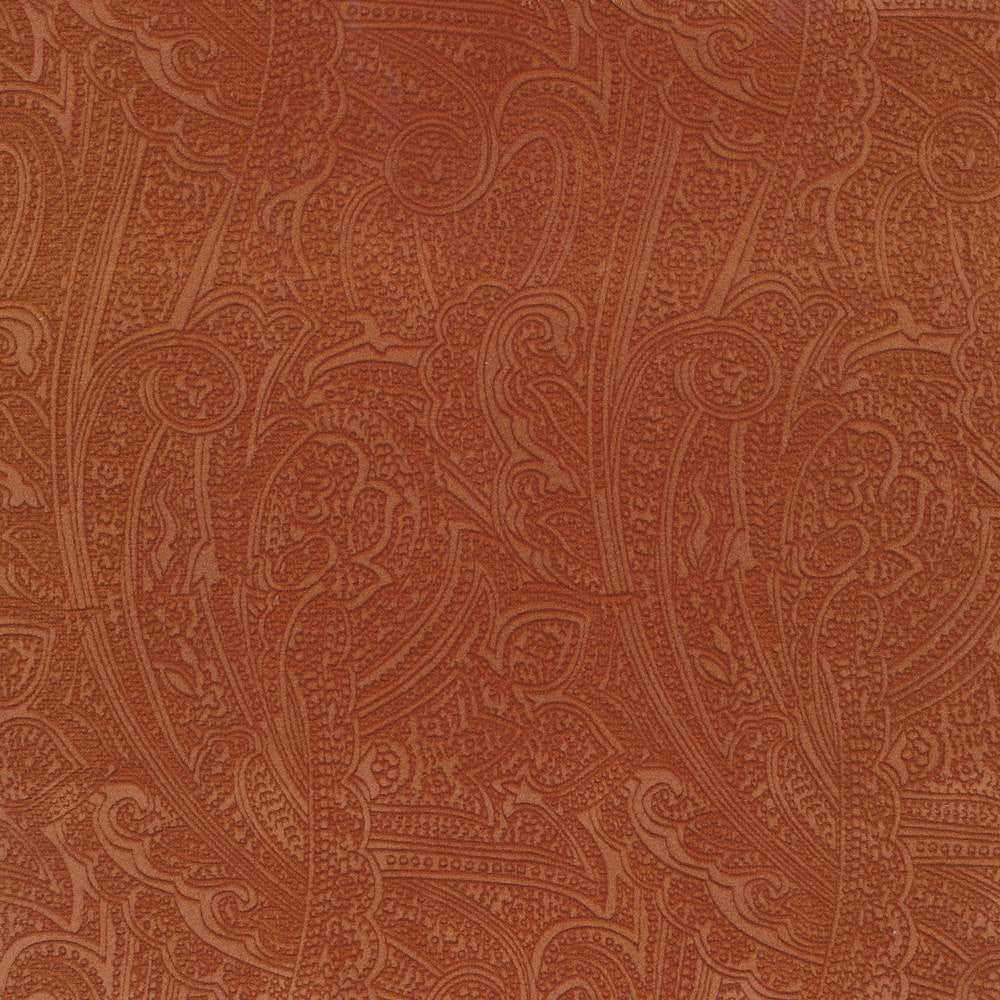 Bungalow Paisley Cinnamon by Kasmir Fabric 1411 100% Polyester KOREA 30,000 Wyzenbeek Double Rubs H: 4 4/8 inches, V:6 6/8 inches 54 - 56 - Fabric Carolina - Kasmir