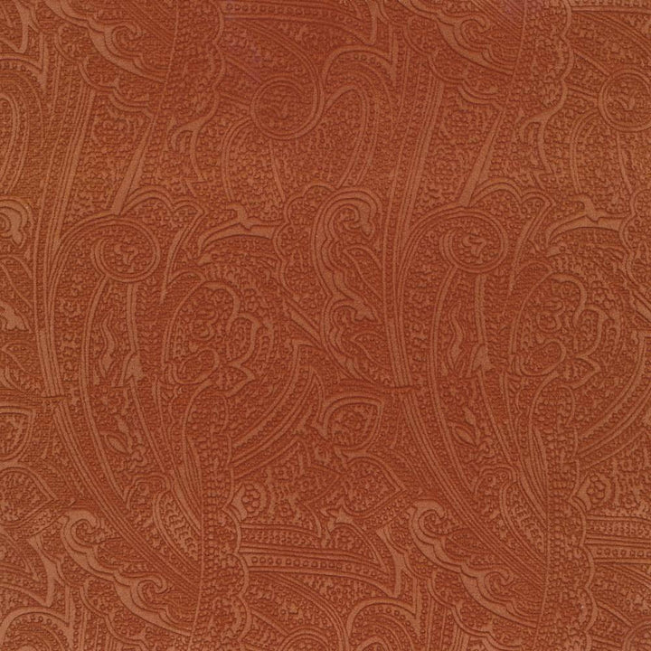 Bungalow Paisley Cinnamon by Kasmir Fabric 1411 100% Polyester KOREA 30,000 Wyzenbeek Double Rubs H: 4 4/8 inches, V:6 6/8 inches 54 - 56 - Fabric Carolina - Kasmir