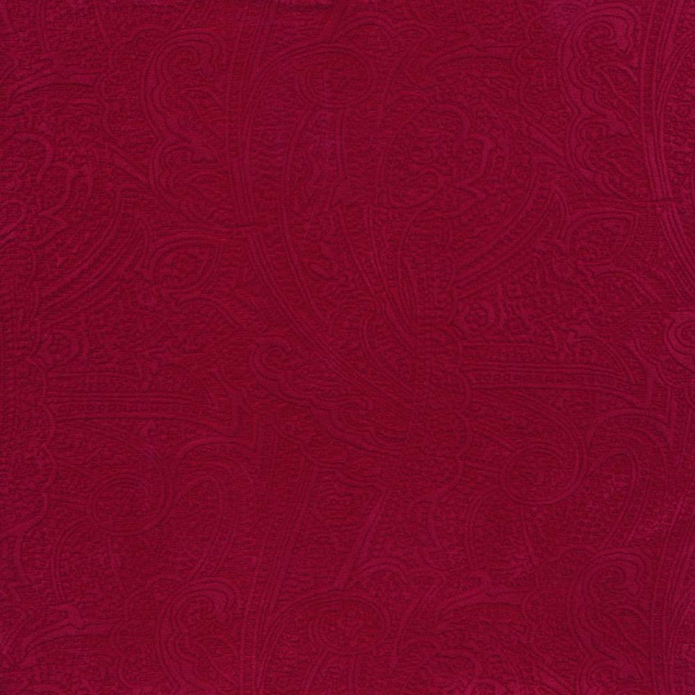 Bungalow Paisley Claret by Kasmir Fabric 1411 100% Polyester KOREA 30,000 Wyzenbeek Double Rubs H: 4 4/8 inches, V:6 6/8 inches 54 - 56 - Fabric Carolina - Kasmir