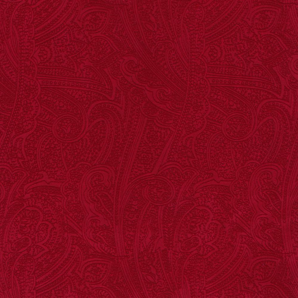 Bungalow Paisley Firethorn by Kasmir Fabric 1411 100% Polyester KOREA 30,000 Wyzenbeek Double Rubs H: 4 4/8 inches, V:6 6/8 inches 54 - 56 - Fabric Carolina - Kasmir