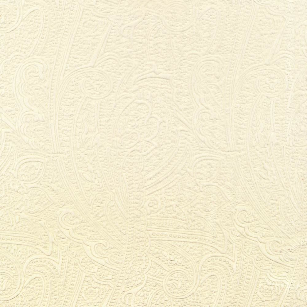 Bungalow Paisley Ivory by Kasmir Fabric 1411 100% Polyester
 KOREA 30,000 Wyzenbeek Double Rubs Horizontal: 4 4/8 inches and Vertical: 6 6/8 inches 54 - Fabric Carolina -