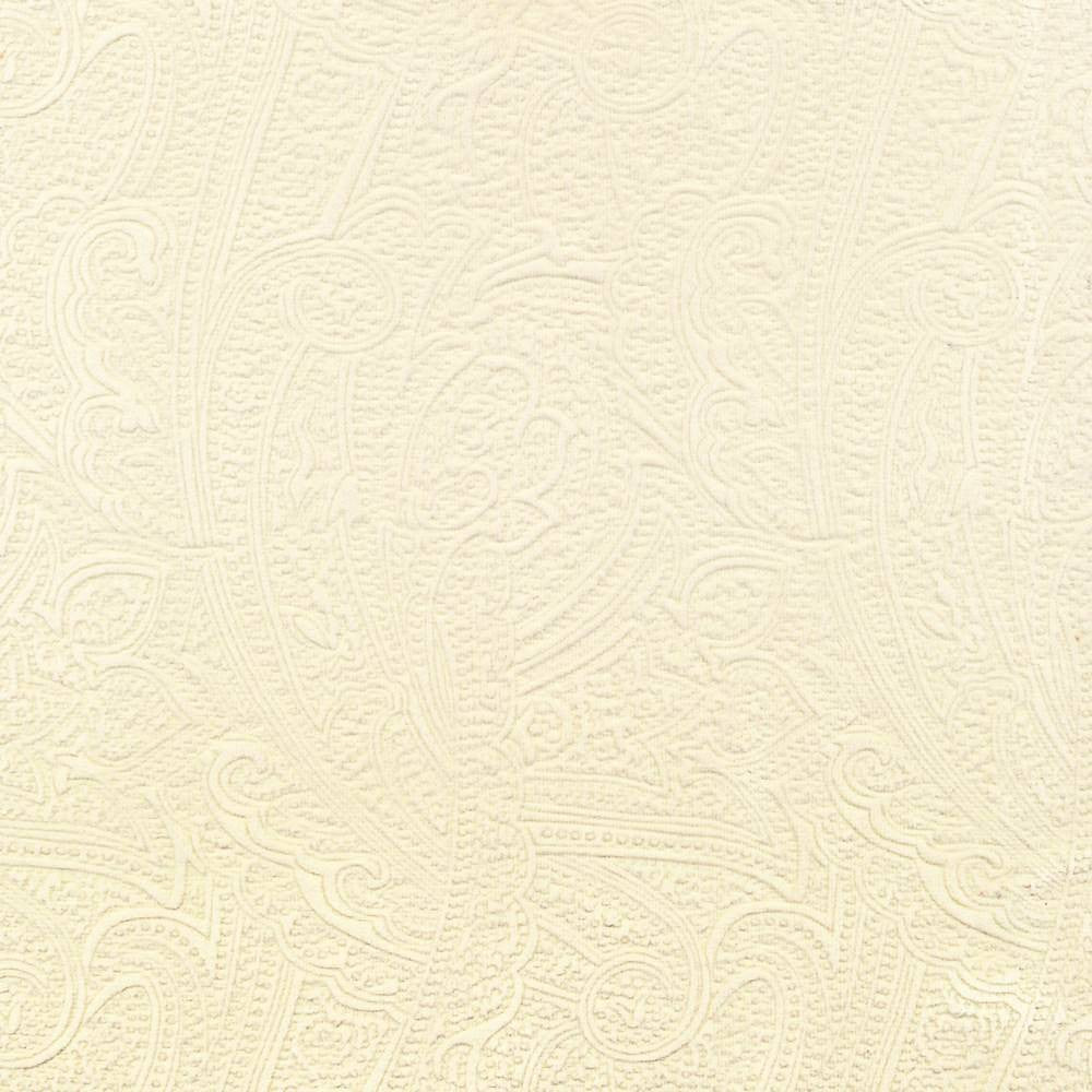 Bungalow Paisley Ivory by Kasmir Fabric 1411 100% Polyester KOREA 30,000 Wyzenbeek Double Rubs H: 4 4/8 inches, V:6 6/8 inches 54 - 56 - Fabric Carolina - Kasmir