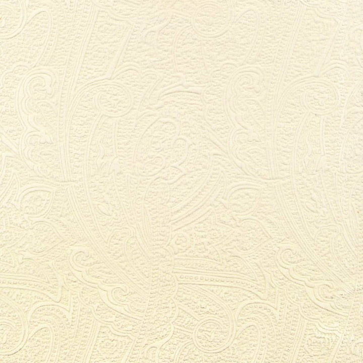 Bungalow Paisley Ivory by Kasmir Fabric 1411 100% Polyester KOREA 30,000 Wyzenbeek Double Rubs H: 4 4/8 inches, V:6 6/8 inches 54 - 56 - Fabric Carolina - Kasmir