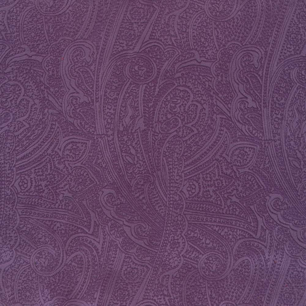 Bungalow Paisley Lavender by Kasmir Fabric 1411 100% Polyester KOREA 30,000 Wyzenbeek Double Rubs H: 4 4/8 inches, V:6 6/8 inches 54 - 56 - Fabric Carolina - Kasmir