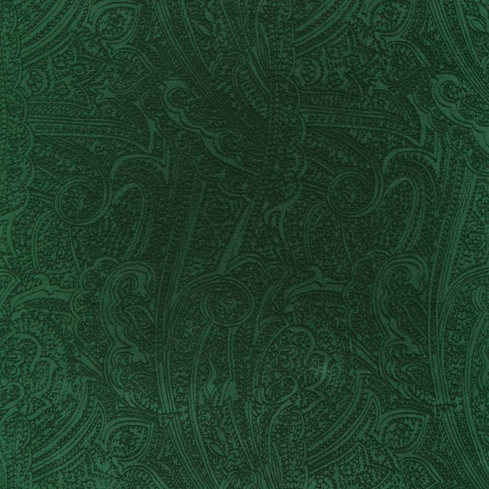 Bungalow Paisley Spruce by Kasmir Fabric 1411 100% Polyester KOREA 30,000 Wyzenbeek Double Rubs H: 4 4/8 inches, V:6 6/8 inches 54 - 56 - Fabric Carolina - Kasmir