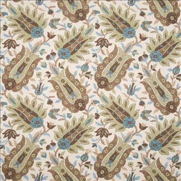 Cabot Paisley Spa Blue by Kasmir Fabric 1390 100% Cotton USA 9,000 Wyzenbeek Double Rubs H: 18 inches, V: 18 inches 54 - 55 - Fabric Carolina - Kasmir