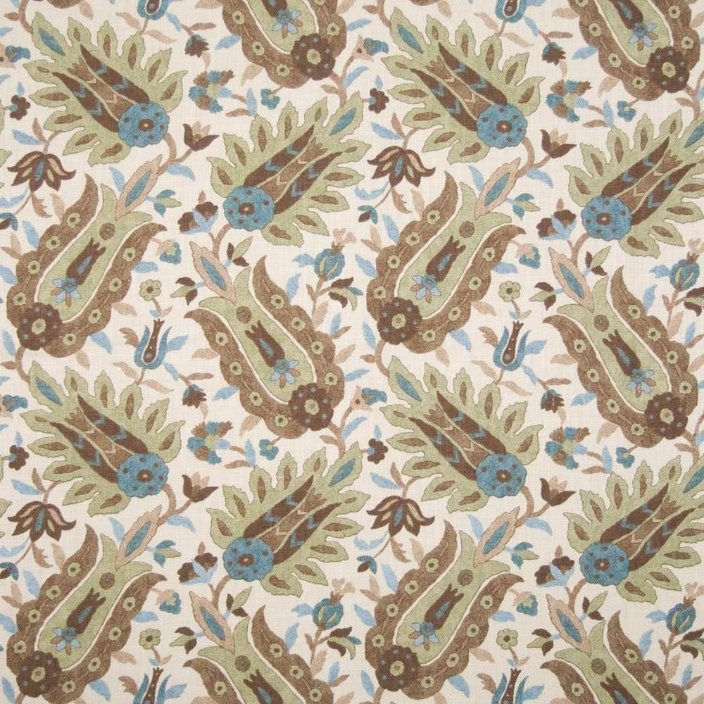 Cabot Paisley Spa Blue  by Kasmir Fabric See sample 100% Cotton
 USA 9,000 Wyzenbeek Double Rubs </p><p>Repeat: Horizontal: 18 inches and Vertical: 18 inches 54  - Fabric Carolina -