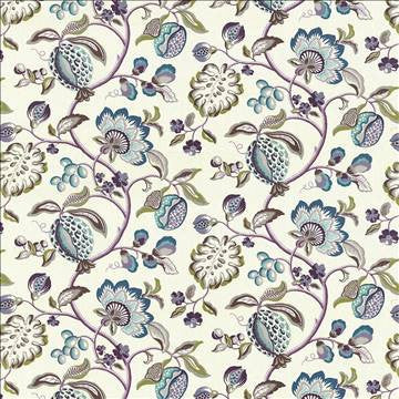 Cadence Floral Ocean by Kasmir Fabric 1418 100% Linen CHINA 15,000 Wyzenbeek Double Rubs H: 54 inches, V: 25 2/8 inches 54 - Fabric Carolina - Kasmir