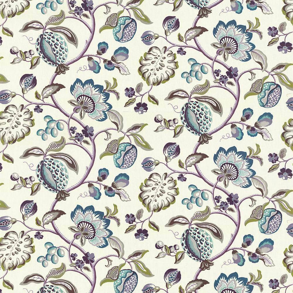 Cadence Floral Ocean by Kasmir Fabric 1418 100% Linen CHINA 15,000 Wyzenbeek Double Rubs H: 54 inches, V:25 2/8 inches 54 - Fabric Carolina - Kasmir