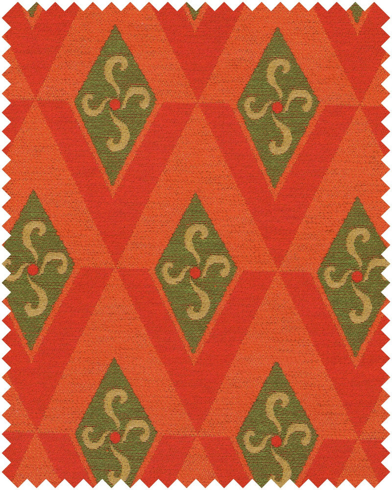 CALAMOSCHE Woven Fabric (FB00138) by Mind The Gap | FB00138 | LA DOLCE VITA | Green, Ivory, Orange, Red | Fabric Carolina | https://www.fabriccarolina.com/