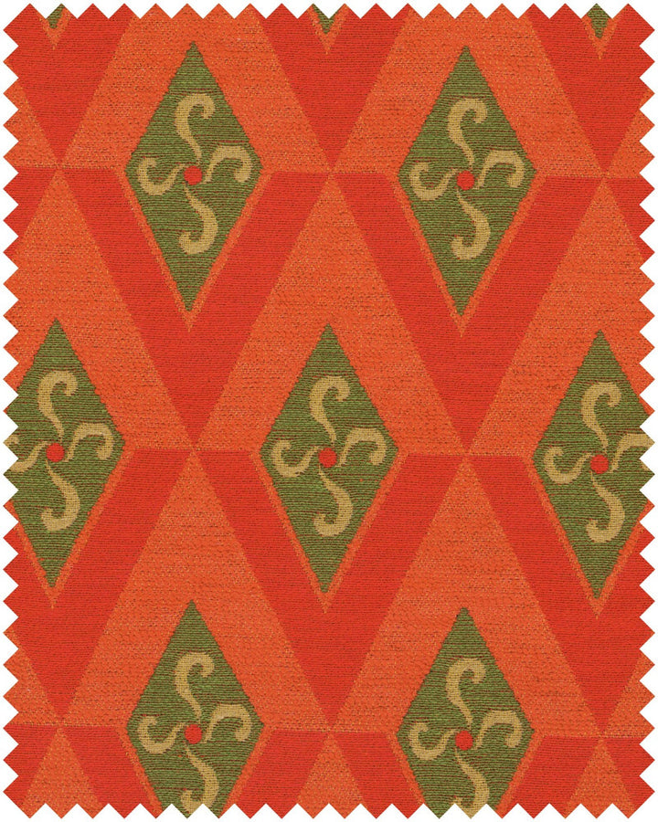 CALAMOSCHE Woven Fabric (FB00138) by Mind The Gap | FB00138 | LA DOLCE VITA | Green, Ivory, Orange, Red | Fabric Carolina | https://www.fabriccarolina.com/