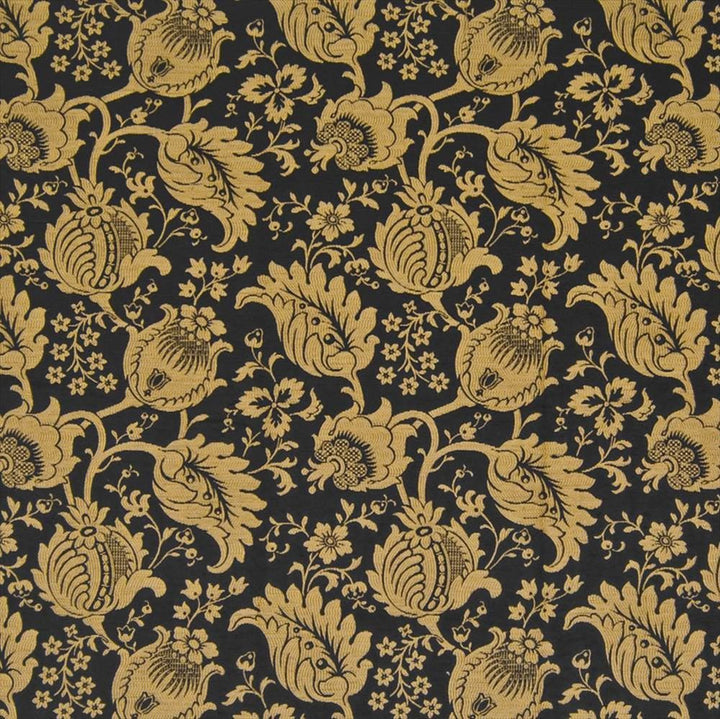Camden Garden Black Gold by Kasmir Fabric 1383 65% Rayon
35% Polyester
 USA 40,000 Wyzenbeek Double Rubs </p><p>Repeat: Horizontal: 14 1/8 inches and Vertical: 13 inches 54 - Fabric Carolina -