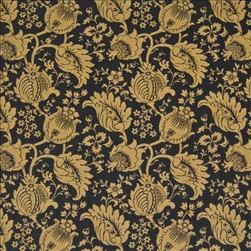Camden Garden Black Gold by Kasmir Fabric 1383 65% Rayon 35% Polyester USA 40,000 Wyzenbeek Double Rubs H: 14 1/8 inches, V: 13 inches 54 - Fabric Carolina - Kasmir