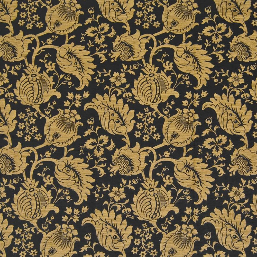 Camden Garden Black Gold by Kasmir Fabric 1383 65% Rayon
35% Polyester
 USA </p><p>Repeat: Horizontal: 14 1/8 inches and Vertical: 13 inches 54 - Fabric Carolina -