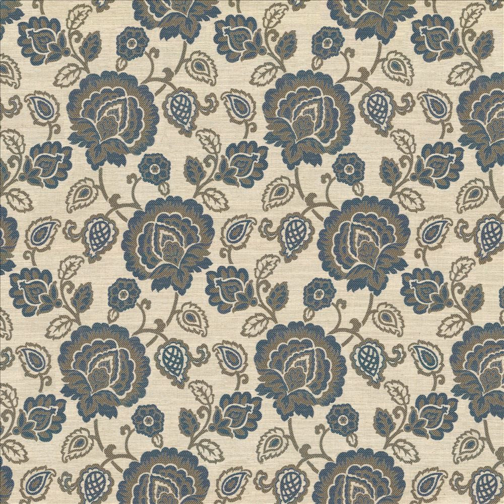 Carte Blanche Blue by Kasmir Fabric 5115 81% Polyester 11% Linen 8% Cotton INDIA 50,000 Wyzenbeek Double Rubs Horizontal: 14 inches and Vertical: 18 6/8 inches 54 - 56 - Fabric Carolina -
