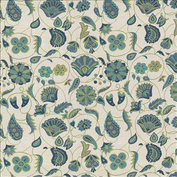 Caspa Garden Turquoise by Kasmir Fabric 1423 66% Polyester 19% Cotton 15% Rayon USA 39,000 Wyzenbeek Double Rubs H: 26 6/8 inches, V: 35 3/8 inches 55 - 56 - Fabric Carolina - Kasmir