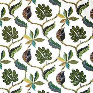Caspiana Fern by Kasmir Fabric 1401 100% Cotton, Organic USA 15,000 Wyzenbeek Double Rubs H: 39 inches, V: 25 2/8 inches 54 - 55 - Fabric Carolina - Kasmir