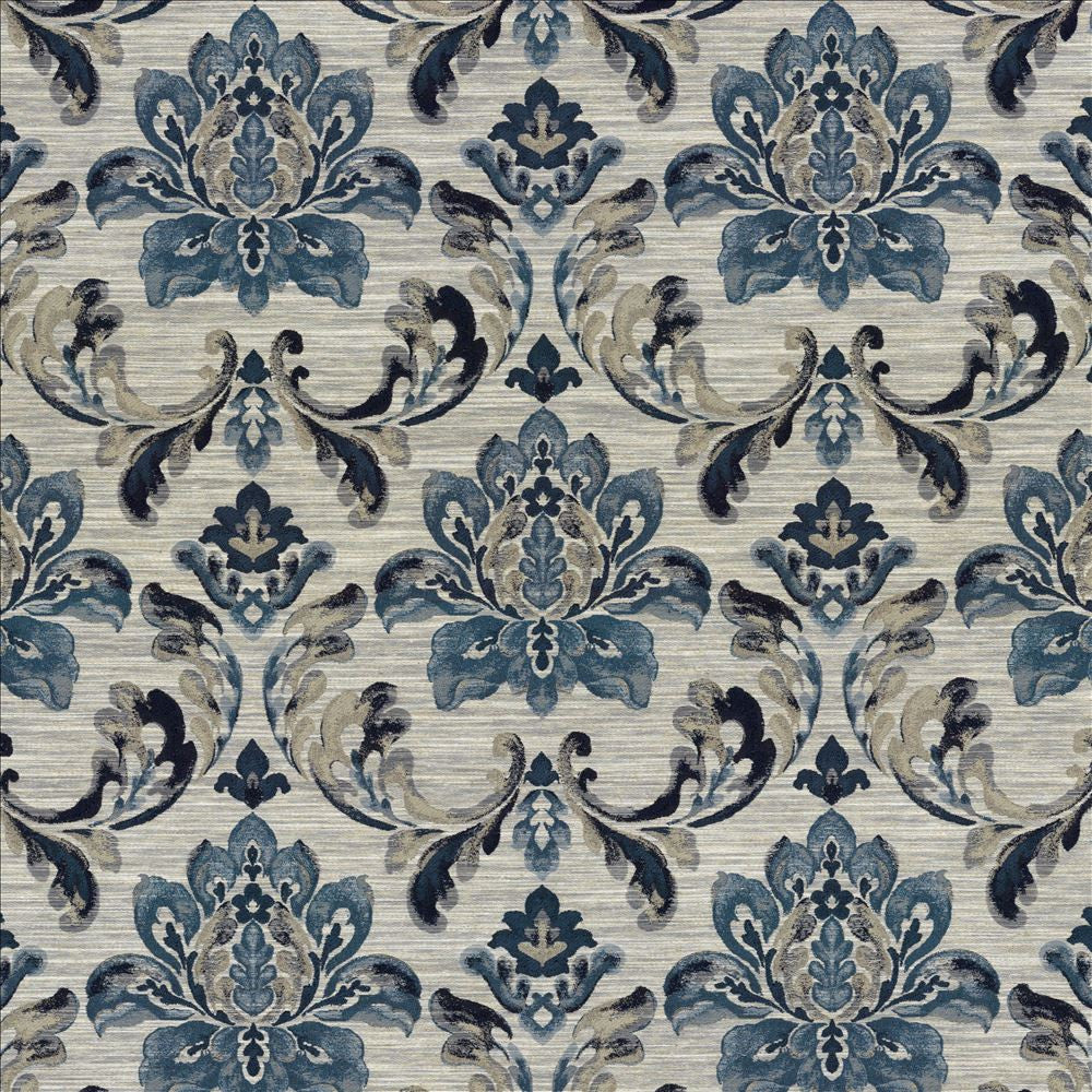 Catalina Scroll Indigo by Kasmir Fabric 5115 87% Polyester
13% Linen
 INDIA </p><p>Repeat: Horizontal: 13 6/8 inches and Vertical: 20 inches 54 - 55 - Fabric Carolina -