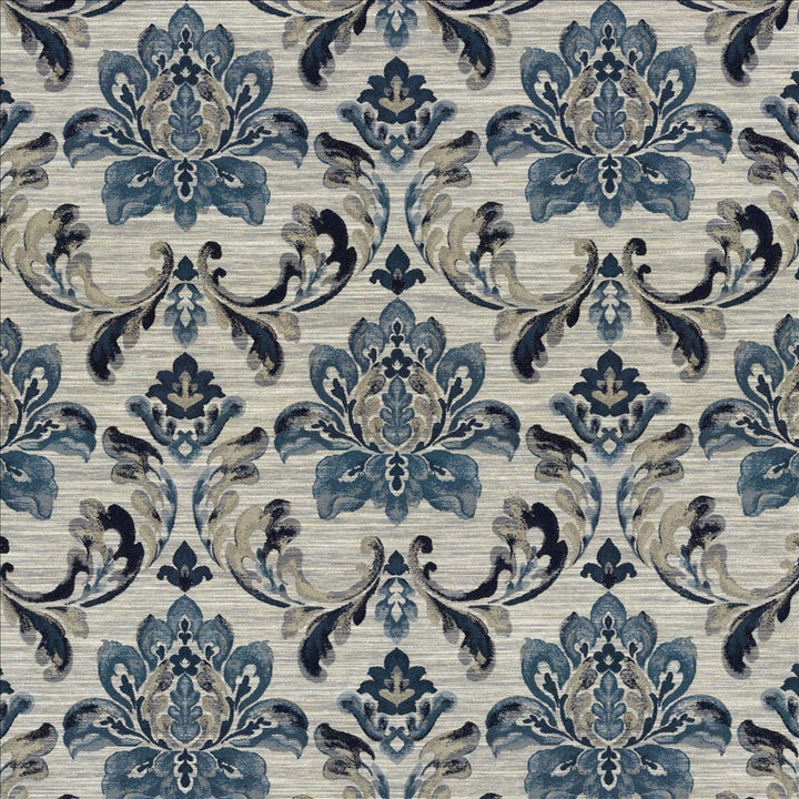 Catalina Scroll Indigo by Kasmir Fabric 5115 87% Polyester
13% Linen
 INDIA </p><p>Repeat: Horizontal: 13 6/8 inches and Vertical: 20 inches 54 - 55 - Fabric Carolina -