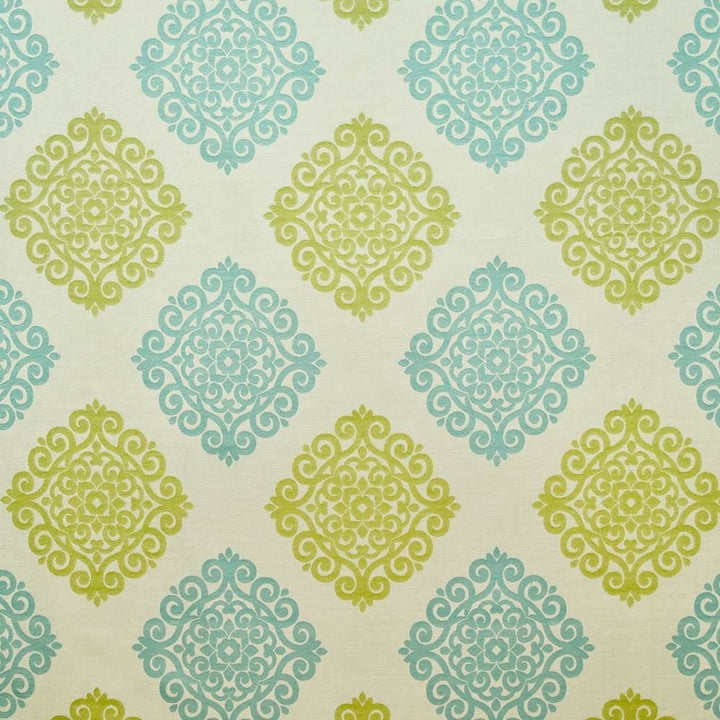 Ceylon Damask Turquoise by Kasmir Fabric 1406 65% Rayon 35% Polyester CHINA 15,000 Wyzenbeek Double Rubs Horizontal: 14 6/8 inches and Vertical: 15 6/8 inches 58 - Fabric Carolina -