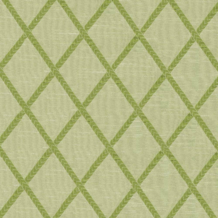 Chambers Trellis Kiwi by Kasmir Fabric 1412 100% Polyester CHINA Not Tested H: 3 6/8 inches, V:5 2/8 inches 61 - 62 - Fabric Carolina - Kasmir