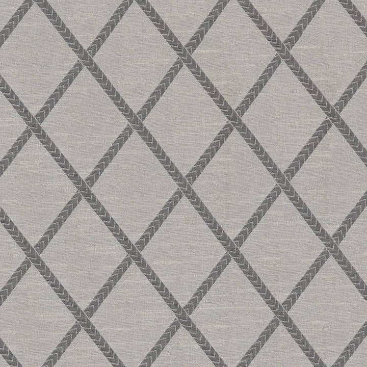 Chambers Trellis Platinum by Kasmir Fabric 1412 100% Polyester CHINA Not Tested H: 3 6/8 inches, V:5 2/8 inches 61 - 62 - Fabric Carolina - Kasmir