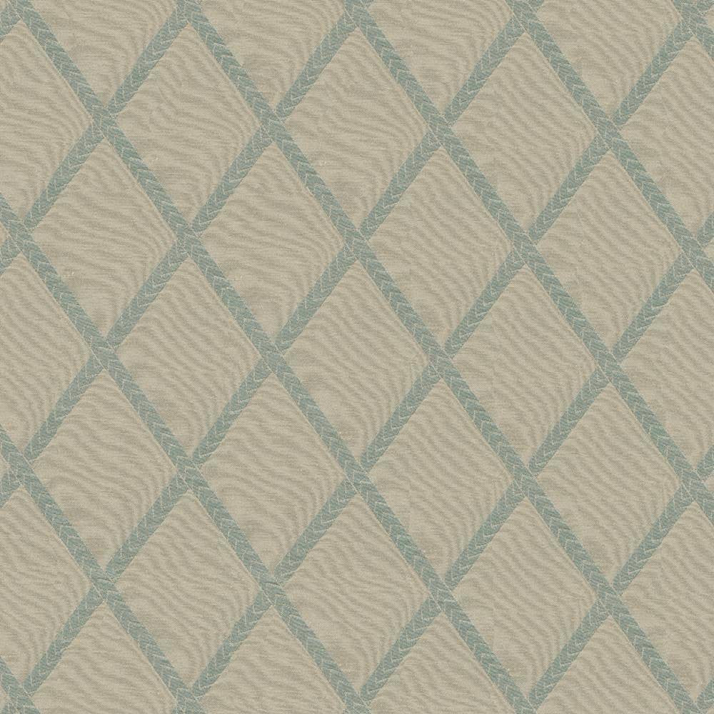 Chambers Trellis Seaspray by Kasmir Fabric 1412 100% Polyester CHINA Not Tested H: 3 6/8 inches, V:5 2/8 inches 61 - 62 - Fabric Carolina - Kasmir