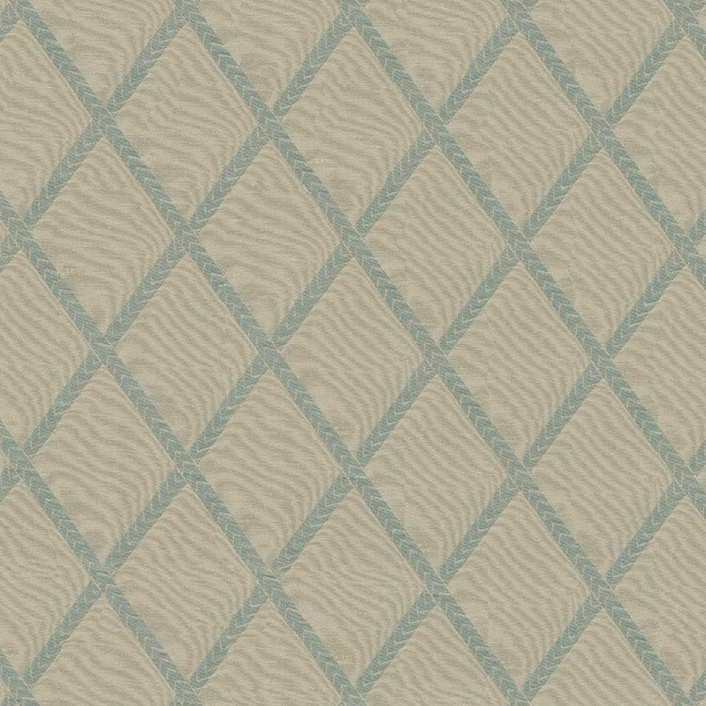 Chambers Trellis Seaspray by Kasmir Fabric 1412 100% Polyester CHINA Not Tested Horizontal: 3 6/8 inches and Vertical: 5 2/8 inches 61 - 62 - Fabric Carolina -