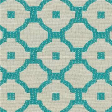Chang Trellis Turquoise by Kasmir Fabric 1406 60% Rayon 40% Polyester CHINA 25,000 Wyzenbeek Double Rubs H: 2 inches, V: 1 6/8 inches 54 - Fabric Carolina - Kasmir
