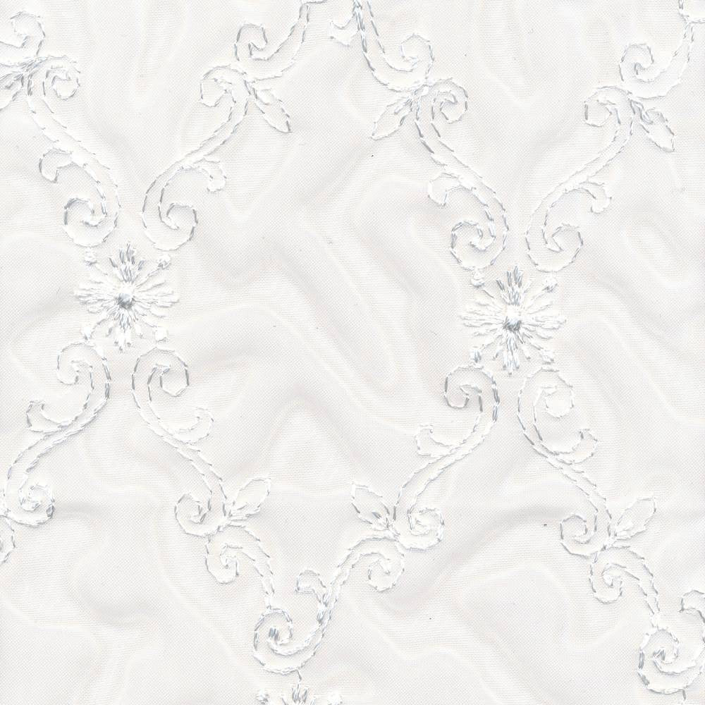 Chanticleer Winter White by Kasmir Fabric 1374 100% Polyester TURKEY Not Tested H: 3 1/8 inches, V:7 inches 111 - Fabric Carolina - Kasmir